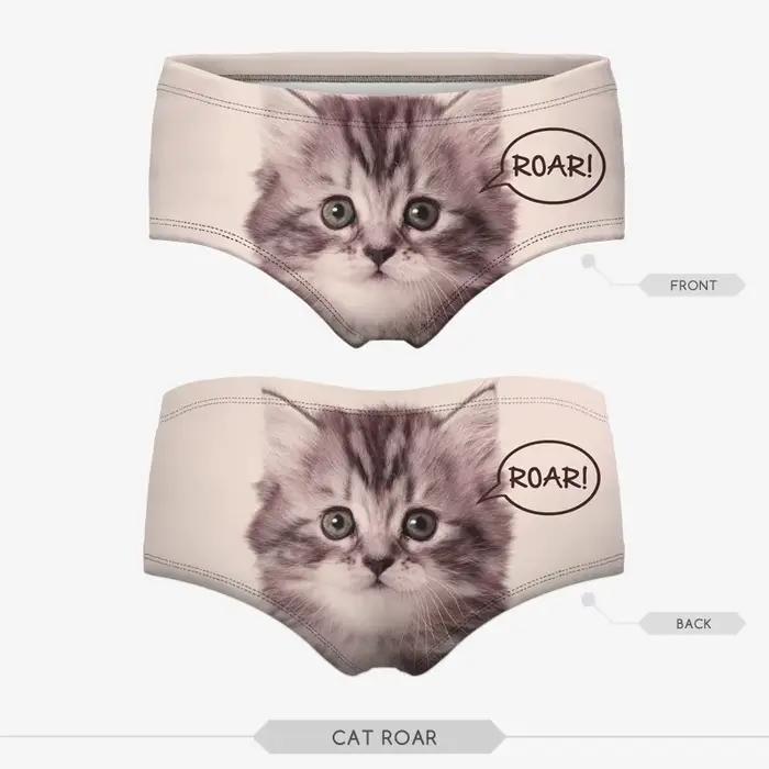Culotte Sexy rose imprimé chat en 3d pour femmes
