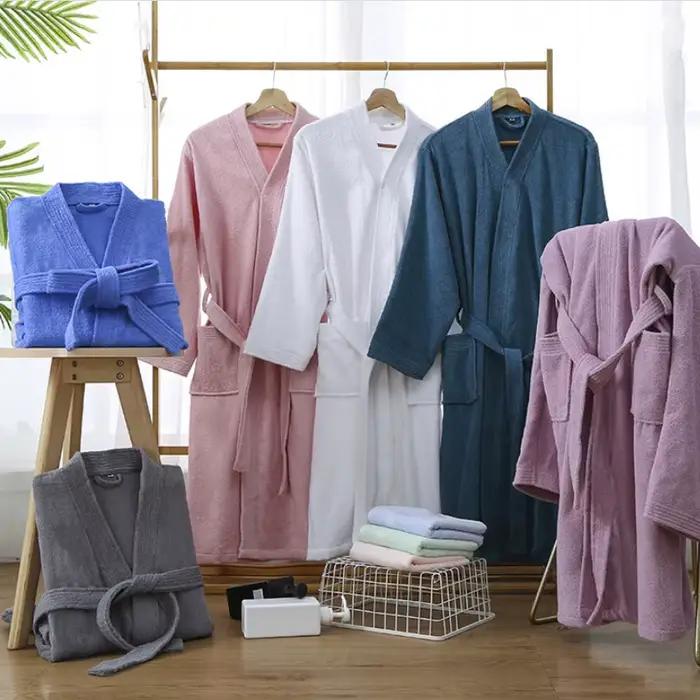 100 coton Terry peignoir vêtements de nuit chemise de nuit printemps automne serviette matériel longue maison Robe de chambre absorbant Yukata pyjamas Robe