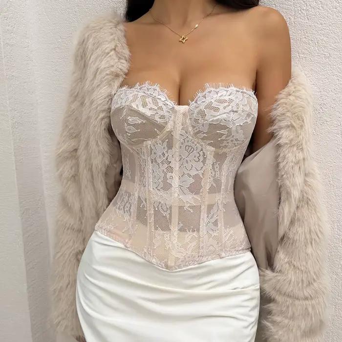 Haut corset en dentelle pour femme