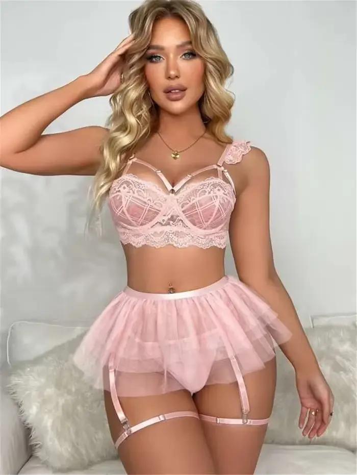 Ensemble de soutien-gorge de Lingerie érotique transparent