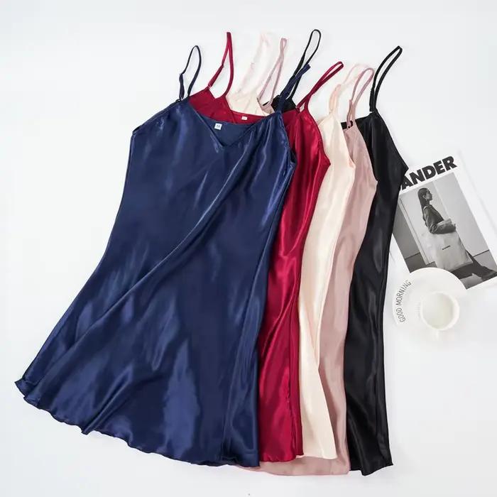 Robe de nuit Sexy en Satin de soie pour femmes