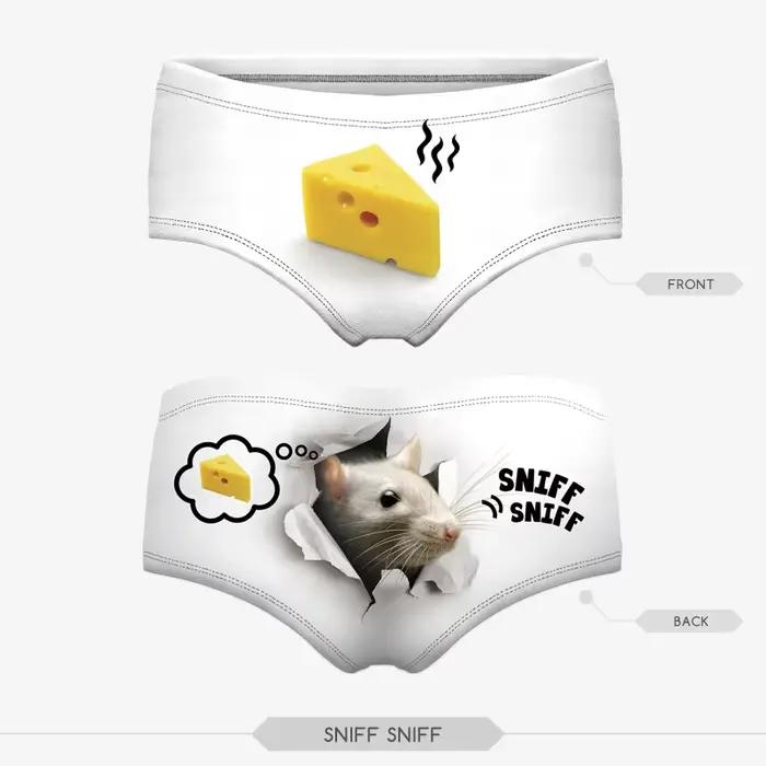 Culotte Sexy rose imprimé chat en 3d pour femmes