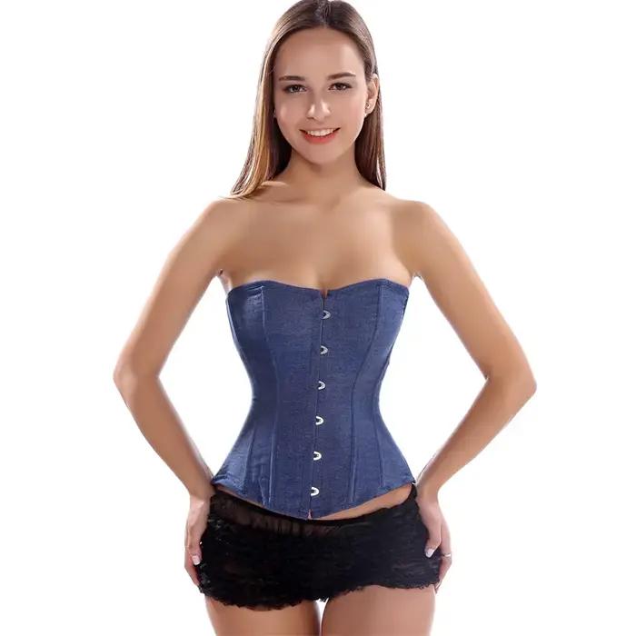 Caudatus nouvelle mode sexy denim corset style vintage victorien bustier sans bretelles