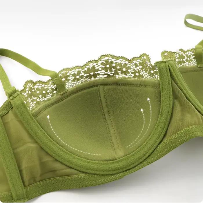 Soutien-gorge demi-tasse en dentelle froncée pour femmes