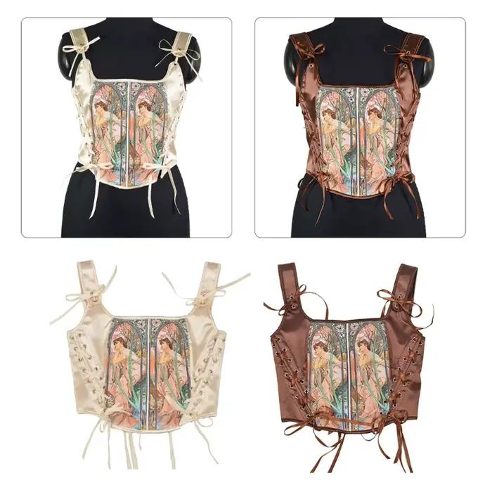 Bustier corset élégant pour femme, ceinture amincissante, dos noué, débardeur Fisseo, costume de jeu en plis, Cinchers