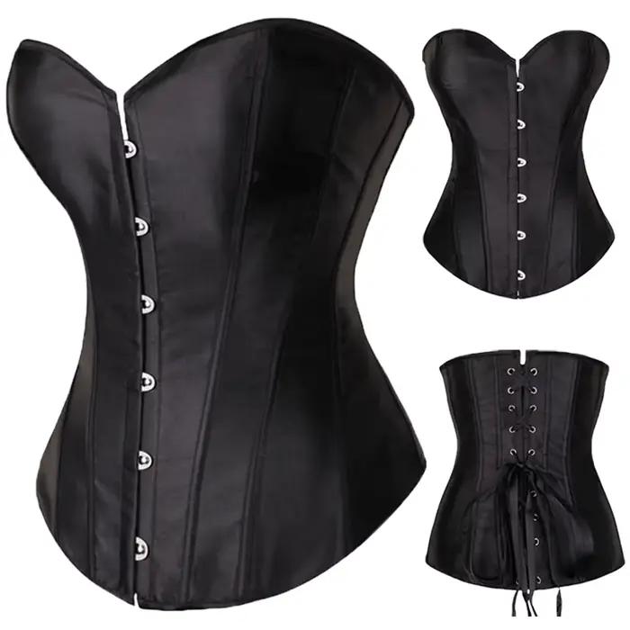 Corsets pour femmes à lacets Bustiers hauts Sexy surbuste minceur Shapewear Satin taille Cincher Vintage