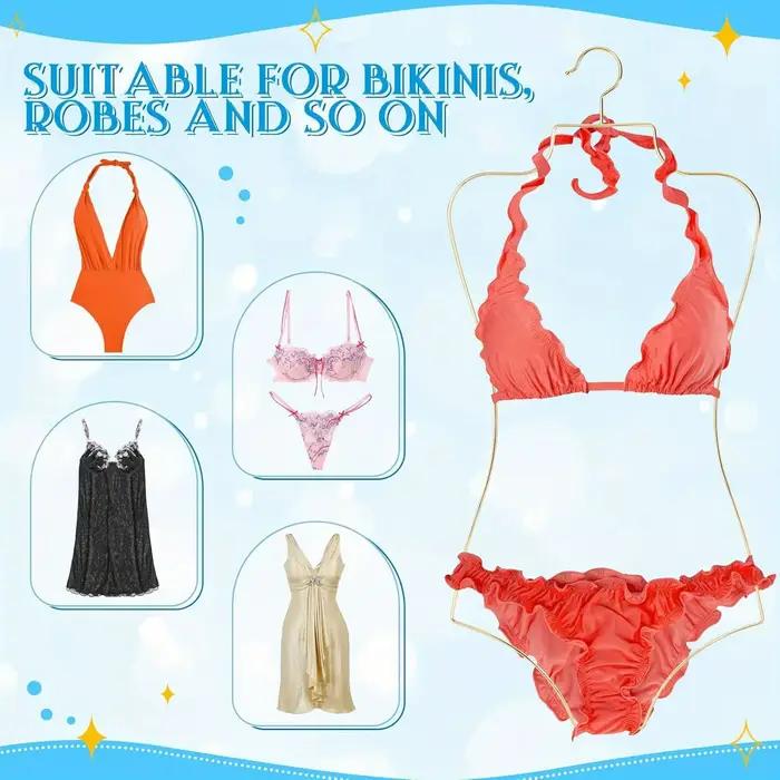 Cintres de lingerie en métal doré 10 pièces – Présentoirs robustes pour maillots de bain et bikini, adaptés au détail et à l'organisation du garde-robe