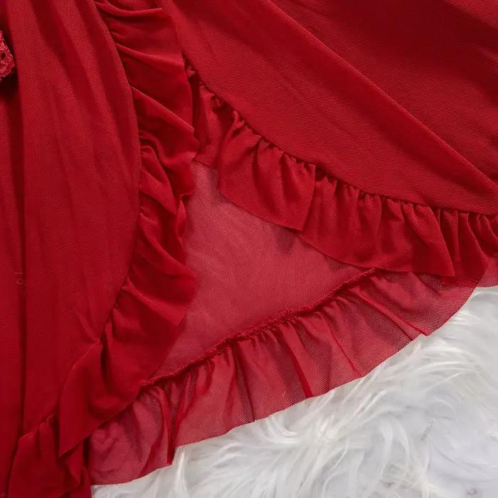 Ensemble de lingerie rouge transparente pour femmes