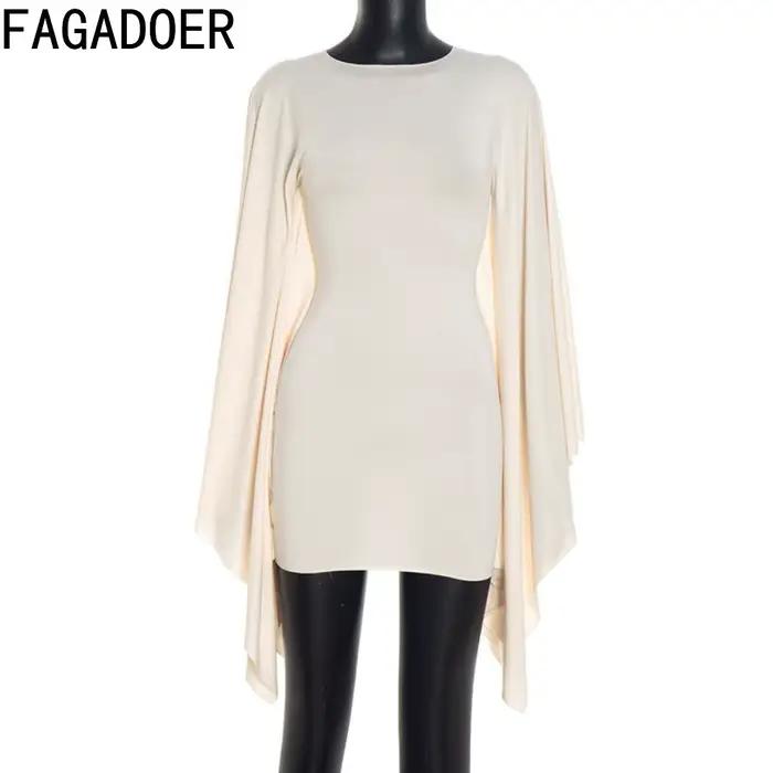 FAGADOER Robe moulante mini abricot pour femme