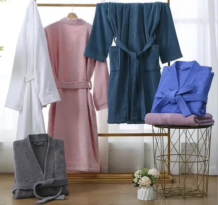 100 coton Terry peignoir vêtements de nuit chemise de nuit printemps automne serviette matériel longue maison Robe de chambre absorbant Yukata pyjamas Robe