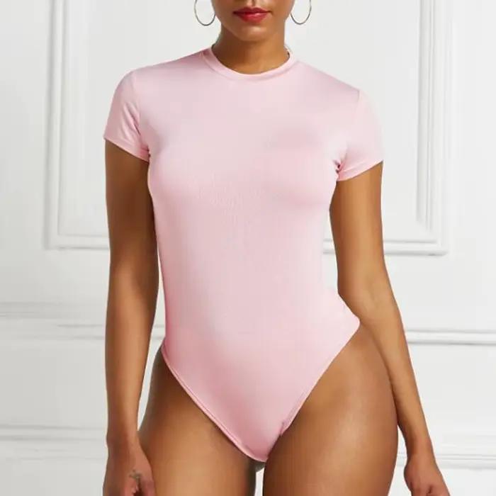 Femmes Sexy été moulante Body mode décontracté solide à manches courtes corps hauts