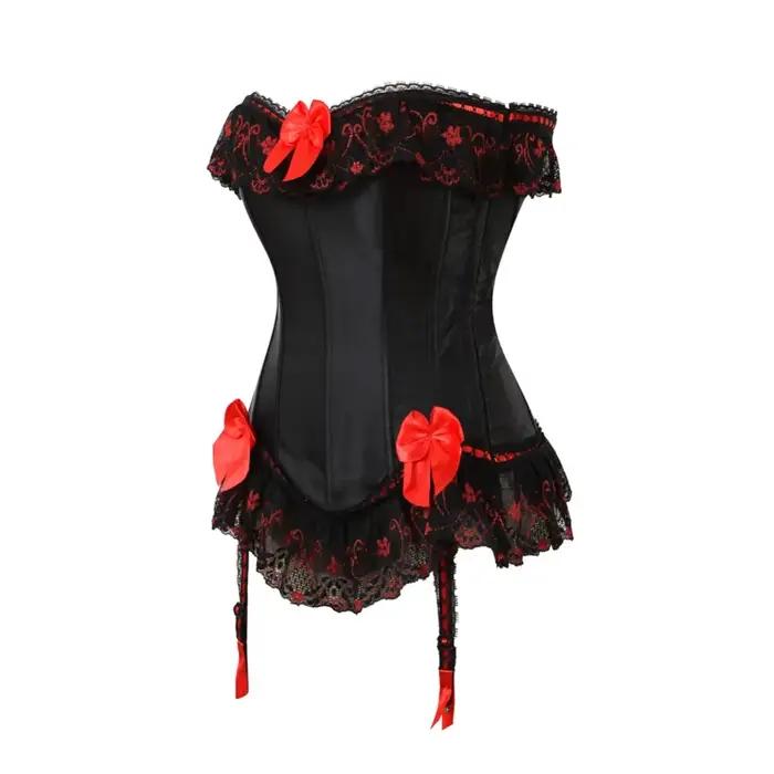 Femmes surbuste hauts Corset avec bretelles nœud papillon à lacets désossé Bustier Shapewear minceur taille façonnage Korset