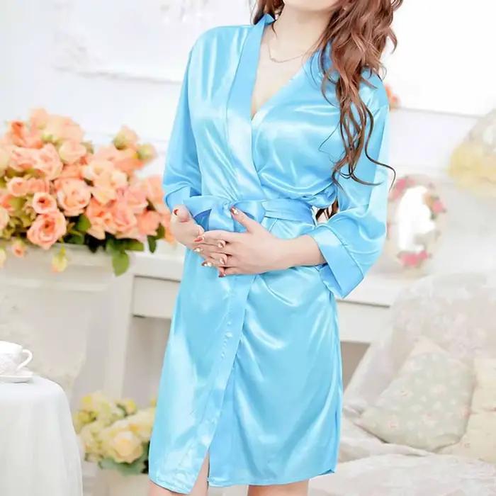Robe de nuit en satin et dentelle, pyjama, lingerie, sous-vêtements