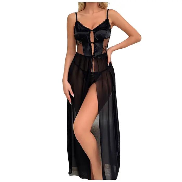 Femmes Sexy rouge Lingerie body voir à travers maille jarretelle