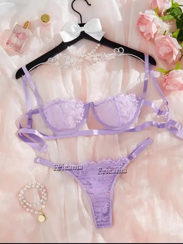 Lenceria Babydoll Ensemble soutien-gorge et culotte sexy Lingerie Intime Femmes Dentelle