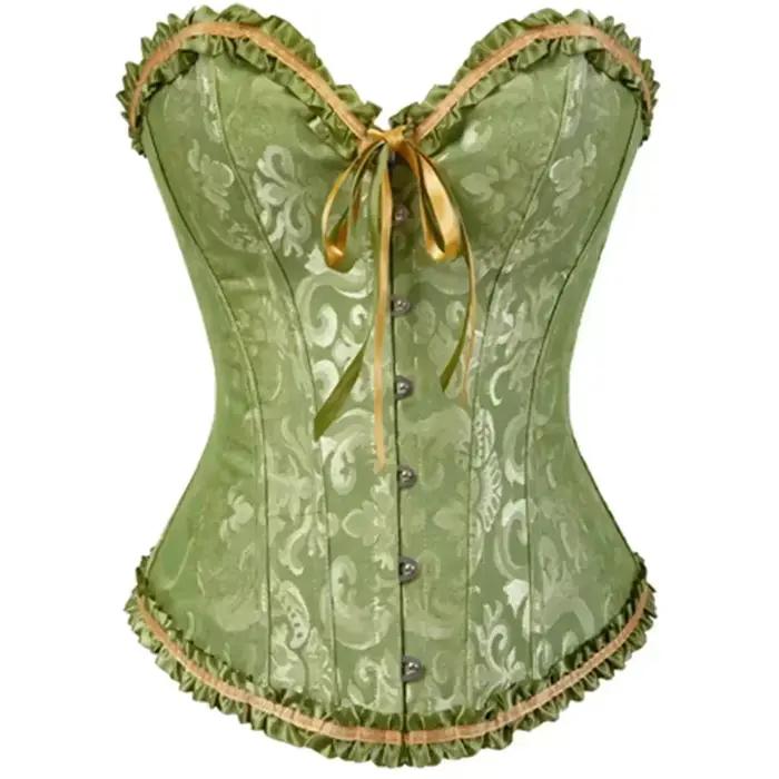 Femmes surbuste Corset Korset Basques Floral dentelle haut Bustier Jacquard Lingerie Corselet