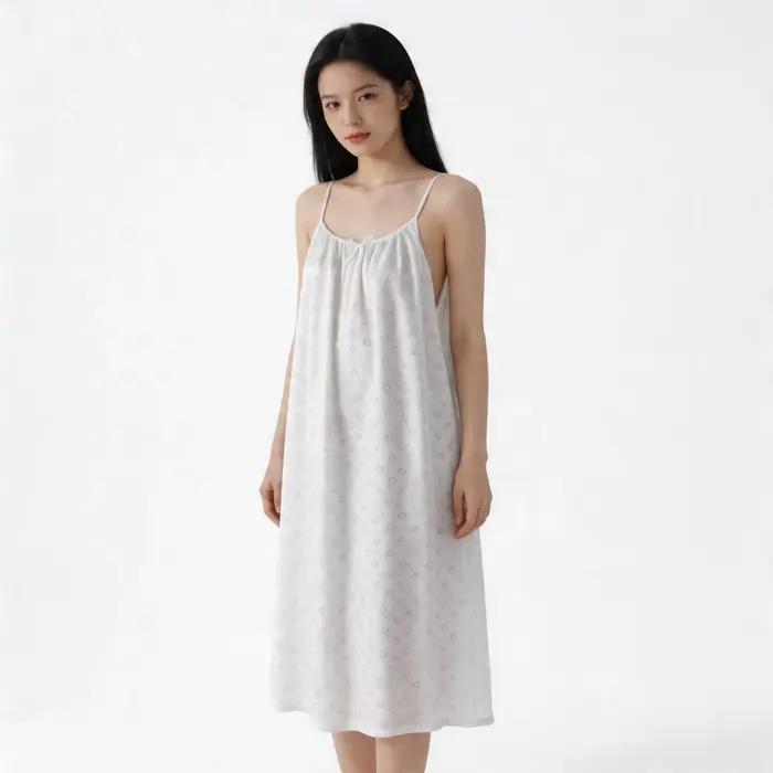 Nouvelle Robe de Nuit Coréenne Mi-Longue pour Femme