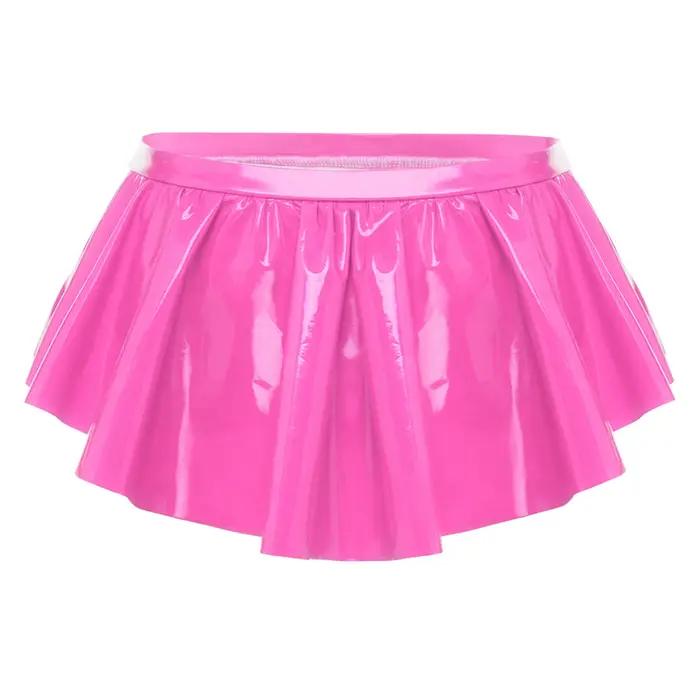 Culotte Ir régulière à Volants en Similicuir Pu Effet Mouillé Taille Basse Brillante Lingerie de Nuit pour Femmes Soirées en Club Raves Occasions Spéciales