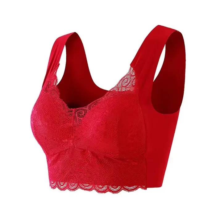 Soutien-gorge féminin grande taille en élasthanne et nylon, tricoté sans couture, avec dentelle, trois quarts tasse, sans bretelles, pour femmes, occasions spéciales et quotidiennes