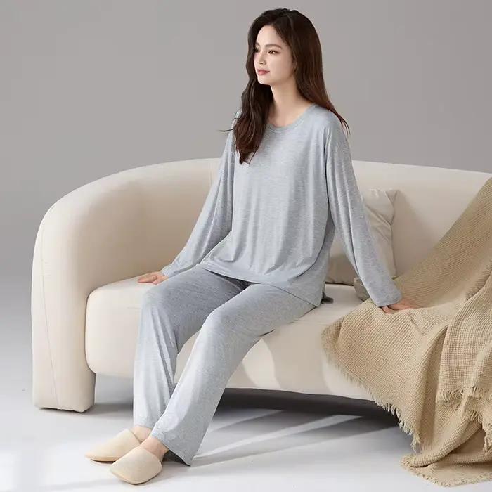 Pijama Mujer Invierno soutien-gorge Pad salon vêtements de nuit nouveau à manches longues pantalons ensembles doux Modal Pyjamas femmes automne hiver Service à domicile