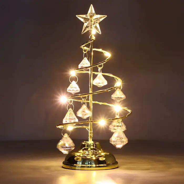 Décoration de lampe d'arbre de Noël à LED, type d'arbre de Noël, veilleuses, petit ornement décoratif en cristal, cadeau de bonne année