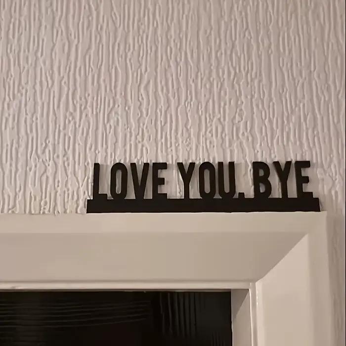 Panneau décoratif mural 2D en bois artificiel imprimé, motif « LOVE YOU BYE », art mural géométrique pour le salon, décoration murale intérieure