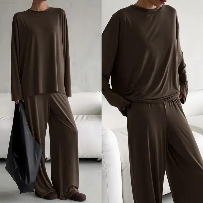 Pyjama en modal doux à manches longues et pantalons longs