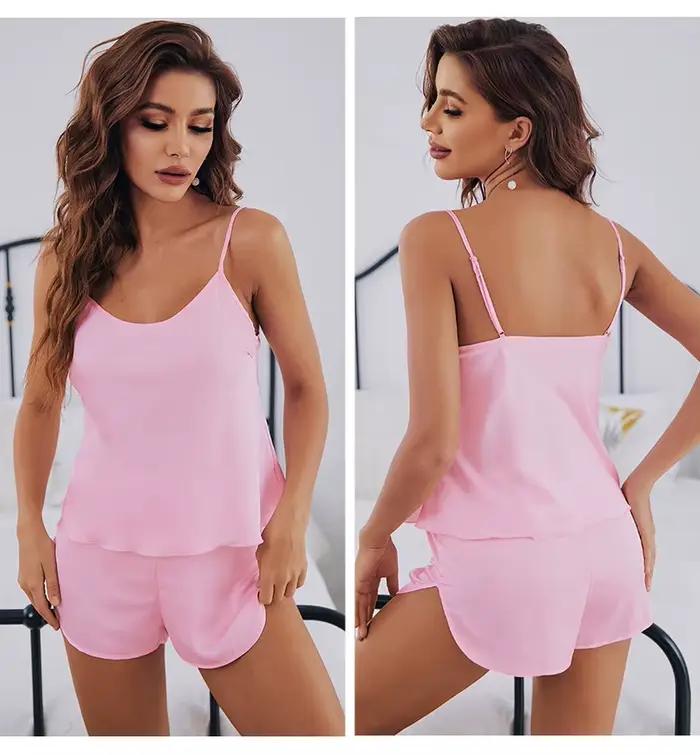 Ensemble de pyjama en satin de soie pour femmes