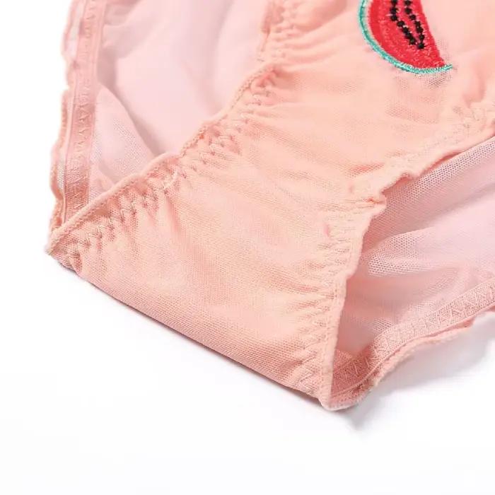Fruit translucide slips femmes taille basse culottes Sexy sous-vêtements transparents dame