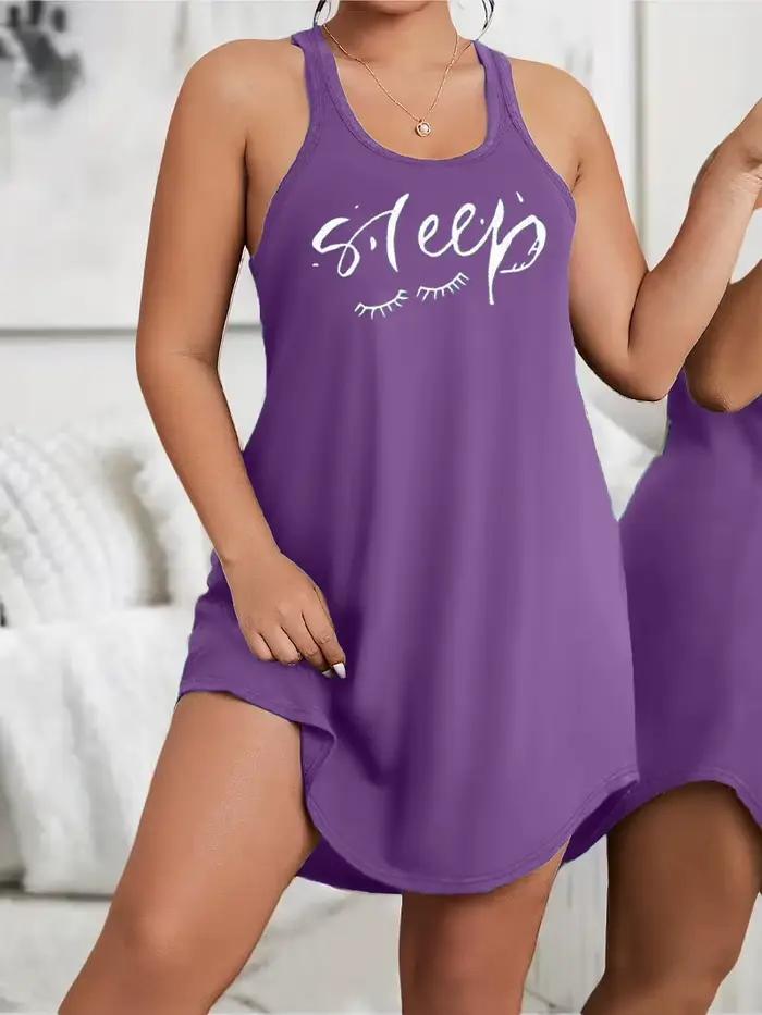 Chemise de nuit grande taille polyester à imprimé lettres style basique pour femmes occassions spéciales nuit tranquille confort durable