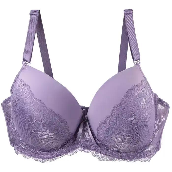 Soutien-gorge sans couture grande taille pour femme, en coton et dentelle, respirant, anti-affaissement, effet push-up, pour l'automne