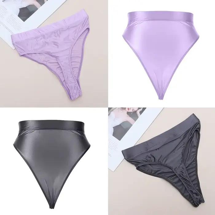 Transparent voir à travers Ultra-mince Sexy brillant string taille haute vêtements de danse femmes culottes