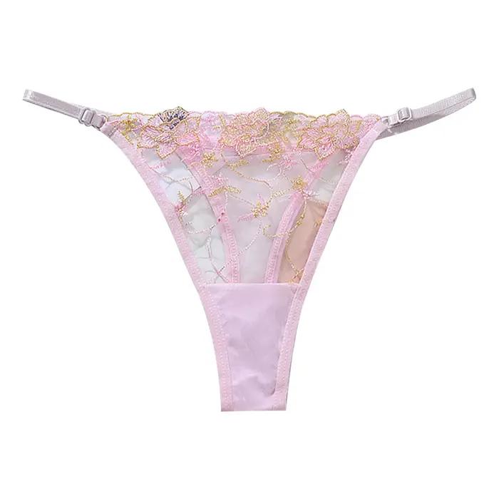 Culotte femme Lingerie pour dames brodé maille creuse séduisante string