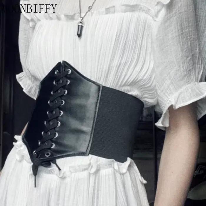 Corset Large Ceintures En Cuir PU Minceur Ceinture pour Femmes Taille Élastique