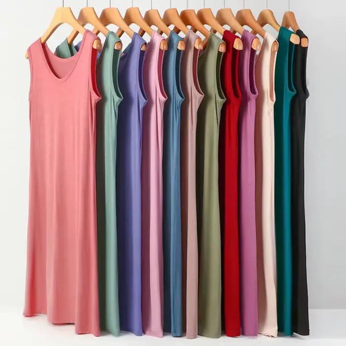 Chemise de nuit sans manches pour femmes, en coton, grande taille, ample, décontractée, vêtements d'intérieur, nouvelle collection été XL-8XL