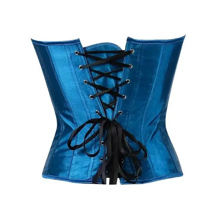 Femmes Sexy noir Corset paon plume broderie Vintage bleu Bustier gothique Shaperwear Burlesque surbuste à lacets Corsets