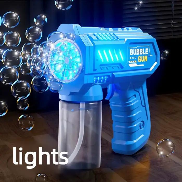 Machine à bulles électrique à 6 trous avec lumière, pistolet à bulles automatique, jouet souffleur de bulles pour enfants, jeu d'extérieur estival