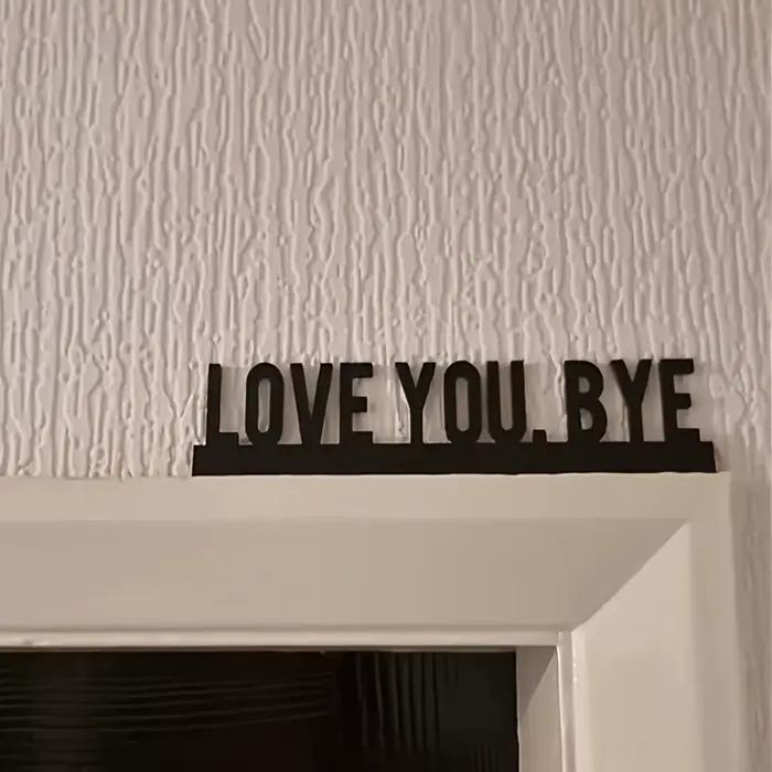 Panneau décoratif mural 2D en bois artificiel imprimé, motif « LOVE YOU BYE », art mural géométrique pour le salon, décoration murale intérieure
