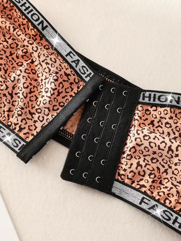 1 ensemble de soutien-gorge sans bretelles à imprimé léopard