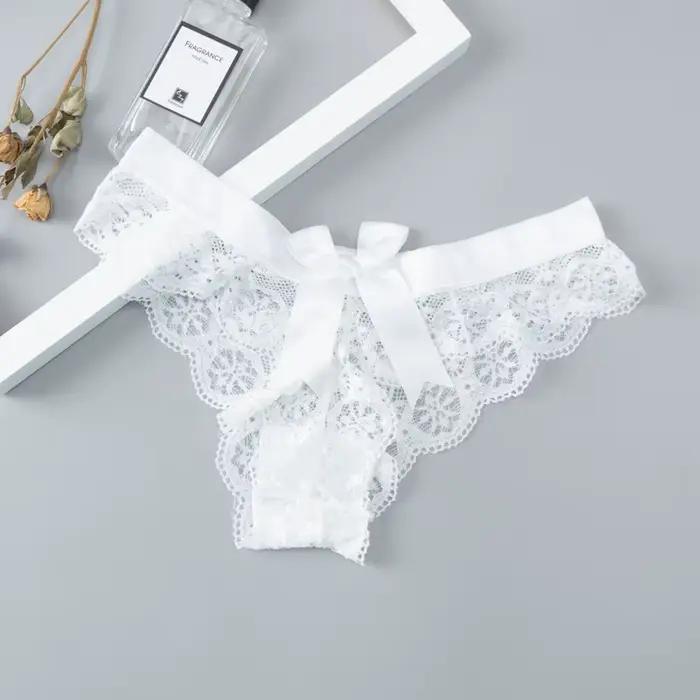 Incroyable femmes Lingerie G String sous-vêtements en dentelle femme nœud Sexy t-back