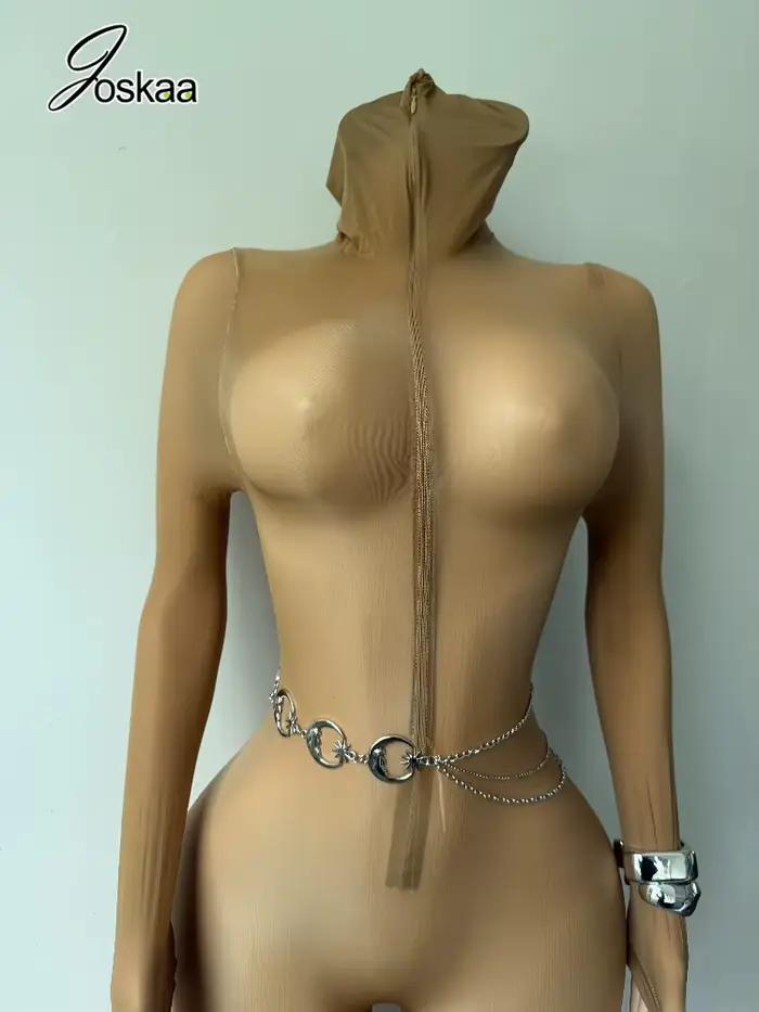 Combinaison transparente brillante Joskaa pour femme
