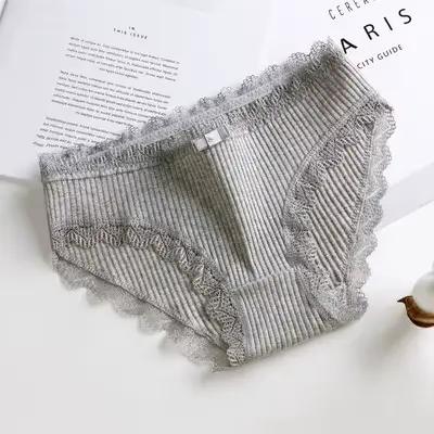 Culotte en dentelle avec nœud papillon pour femme, sous-vêtement, lingerie, slip, taille basse, solide, en coton, nouvelle collection, K019