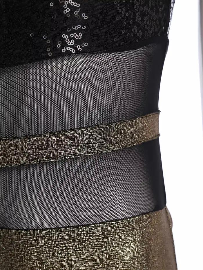 Costume de danse Jazz pour femmes, body de Performance, gymnastique, paillettes scintillantes, Patchwork, justaucorps métalliques, vêtements de danse pour salle de bal