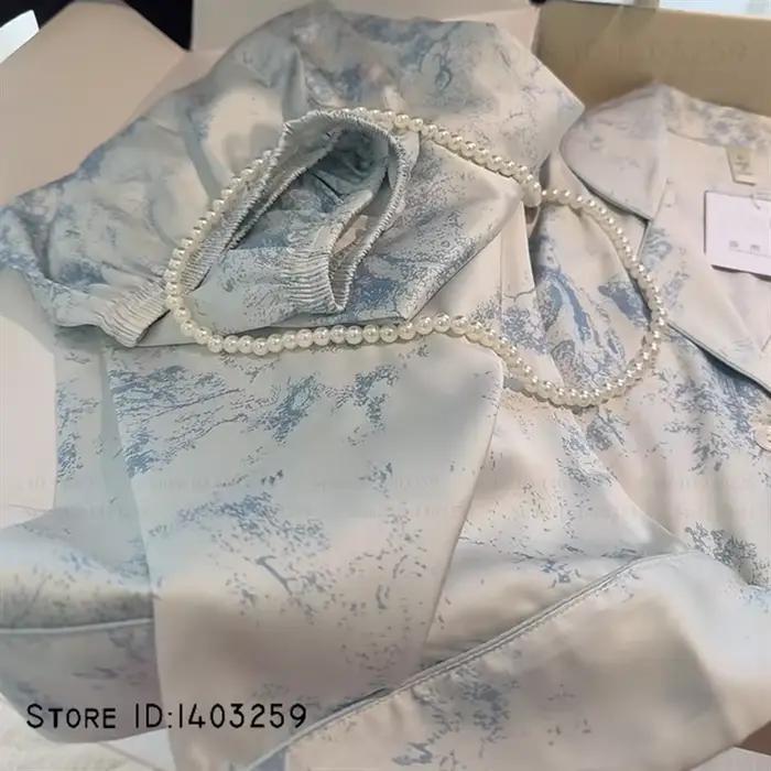Nouveau femmes Pijamas soyeux Satin 2 pièces Pyjamas ensemble vêtements de nuit printemps automne pantalon