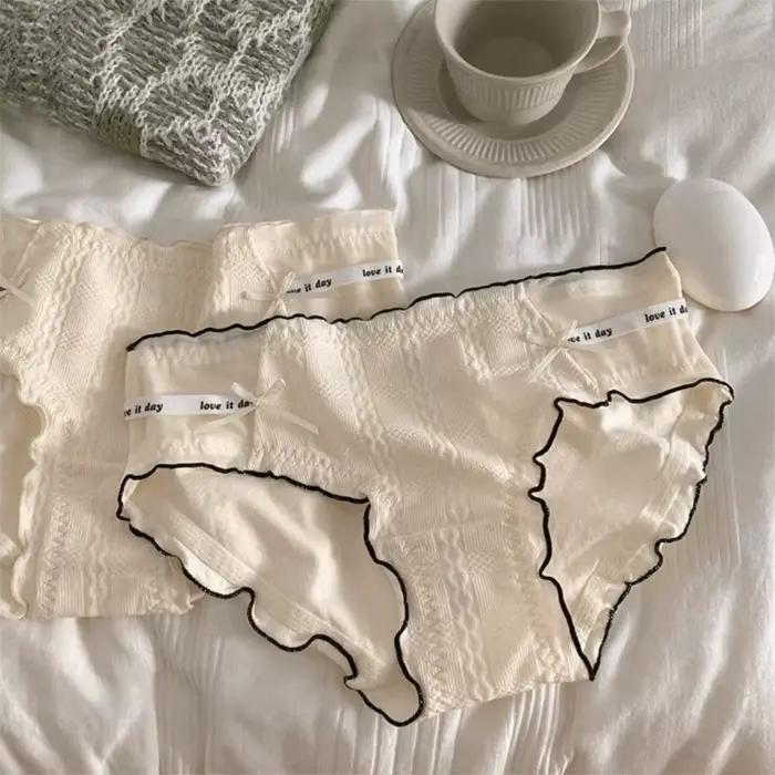 Culottes transparentes sans couture style français avec nœud en dentelle florale