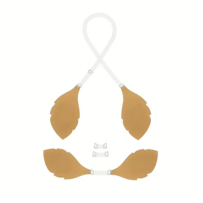Soutien-gorge Invisible en Silicone avec bandoulière, couvre-mamelon, pétales de poitrine adhésifs réutilisables pour robe, dos nu