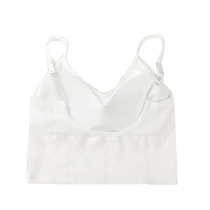 Rouge beauté dos Sport soutiens-gorge en Nylon été femmes sous-vêtements sans fil push-up femme Lingerie Sexy Fitness Yoga loisirs gilet hauts