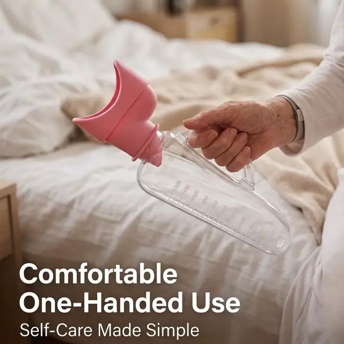 Urinoir féminin 40 oz, bouteille anti-fuite avec poignée, idéal pour une utilisation au chevet et de nuit | Urinoir portable pour les voyages en voiture, la convalescence hospitalière, les soins a