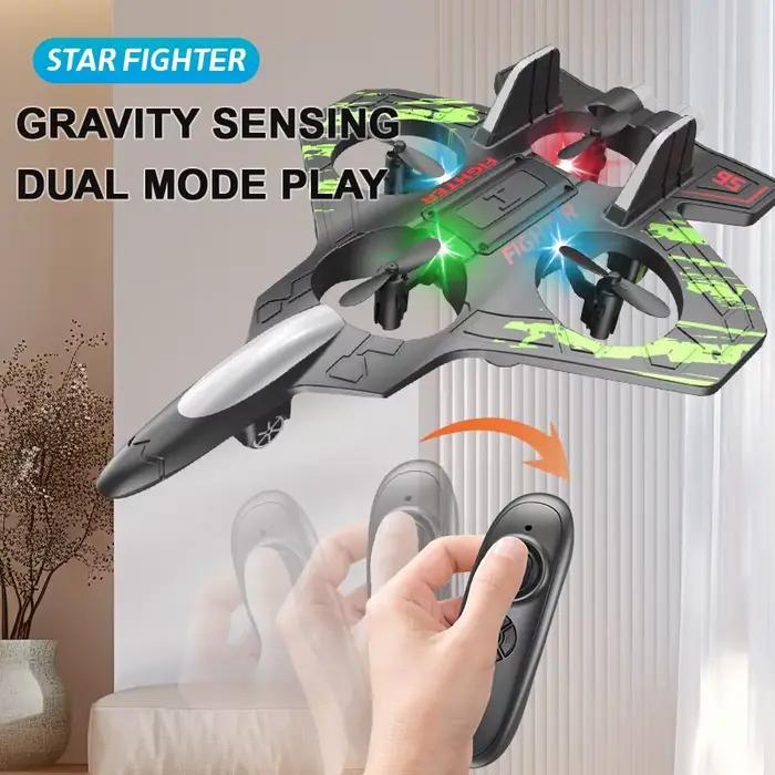 Avion télécommandé 2,4 GHz, planeur électrique en mousse, hélicoptère de voltige et de suspension avec lumières LED colorées, modèle d'avion