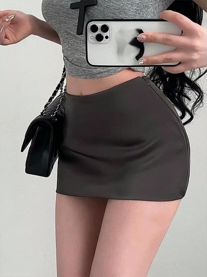 Skort Sister Pure Desire en acétate et coton avec tour de taille empire pour femmes, idéal pour bureau et plage, en blanc, brun, champagne, abricot, noir